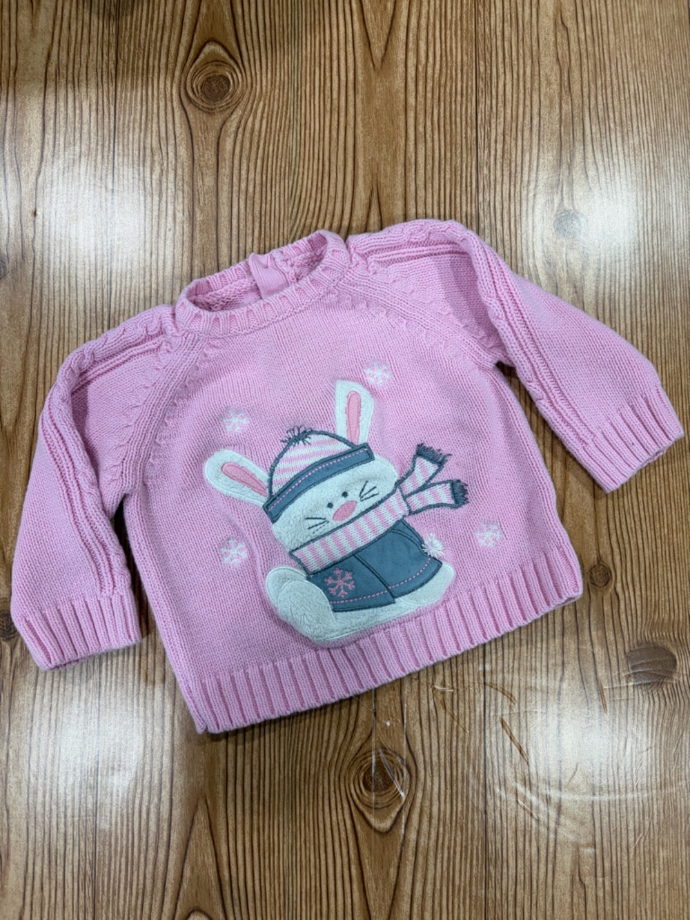 4/$20 The Children's Place Pink Knit Sweater with Bunny Detail